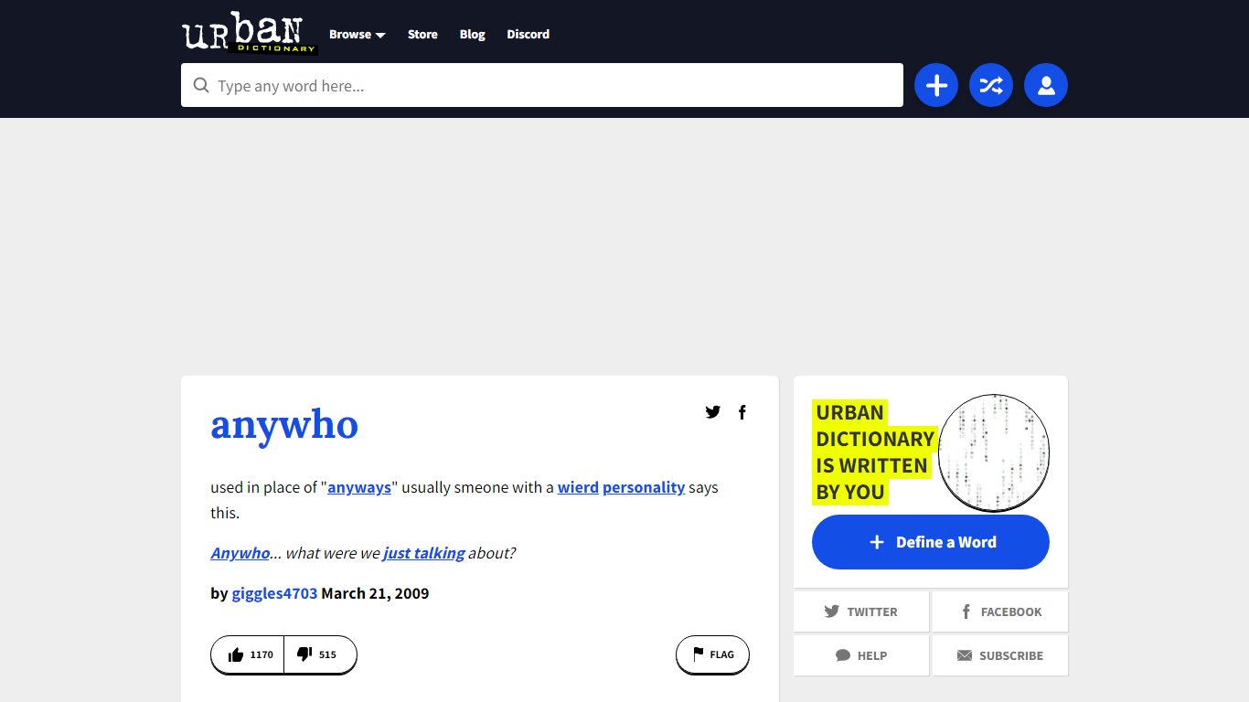 Urban Dictionary: anywho